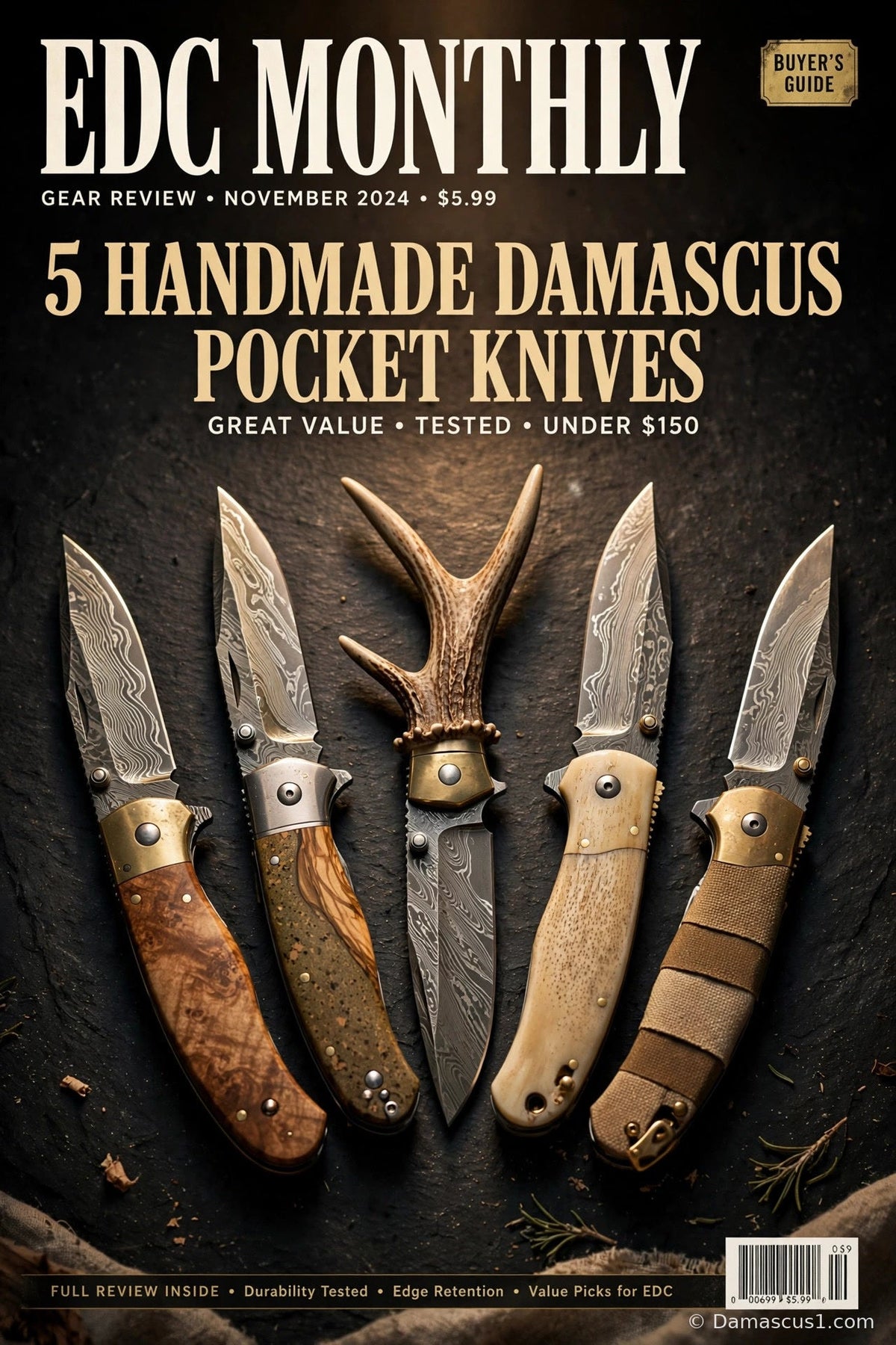 Editorial cover for The Damascus Pocket Knife Under $100 Worth Owning: An Honest Buyer's Shortlist
