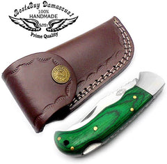 Pocket Knife Green Wood Folding Knife 6.5'' 420c Stainless Steel Hunting Knife Pocket Knife for men
