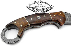 Hunting Knife Rose Wood 8.2'' Hunting custom Fixed Blade karambit Damascus steel Knife