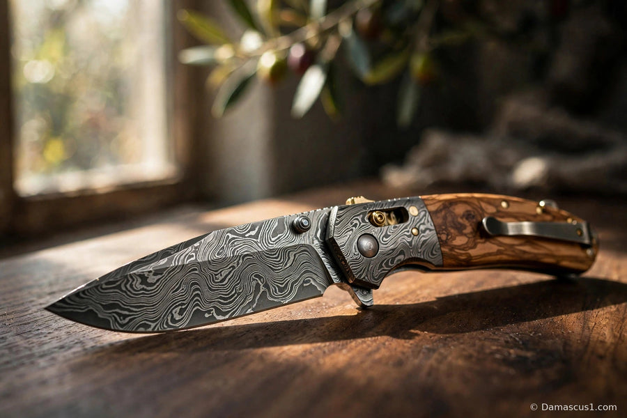 Editorial cover for Best Damascus Pocket Knife — Best Under $100 (2026)
