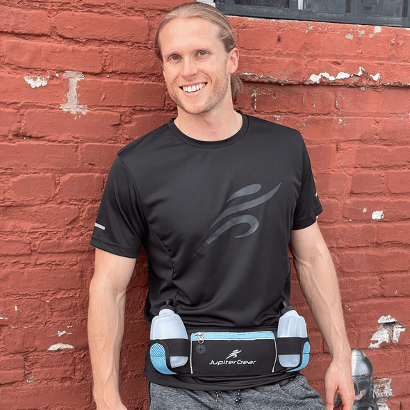Running Hydration Belt Waist Bag with Water-Resistant Pockets and 2