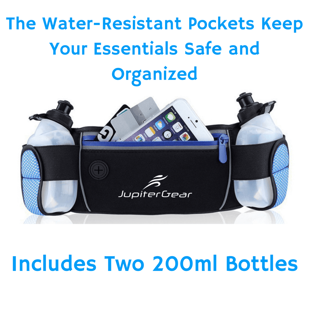 Running Hydration Belt Waist Bag with Water-Resistant Pockets and 2