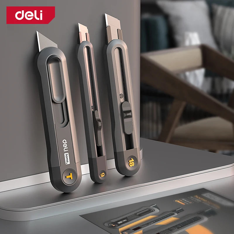 Utility Knife Mini Retractable Box Cutters 9mm 18mm High Carbon Steel Blades Auto Lock Office Home Use Hand Tool
