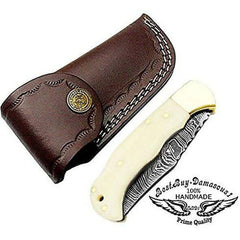 Camel Bone 6.5'' Hunting Pocket Knife - Best Buy Damascus