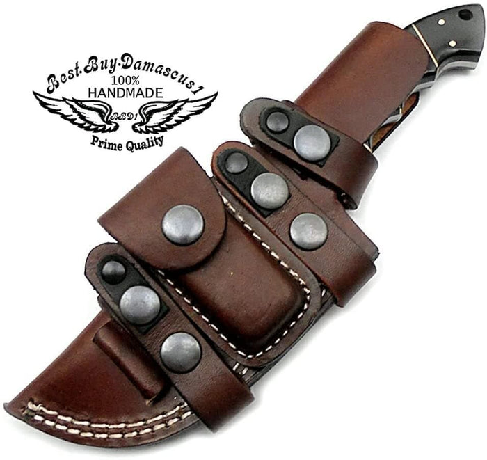 Hunting Knife Buffalo Horn 9.5'' Fixed Blade Tracker Knife Damascus Steel Knife - Best Buy Damascus