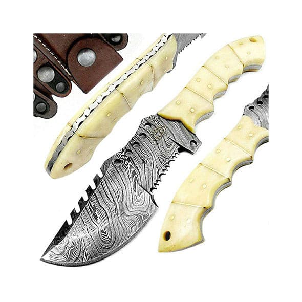 Hunting Knife Camel Bone 9.5" Fixed Blade Tracker Knife Damascus Steel Hunting Knife - Best Buy Damascus