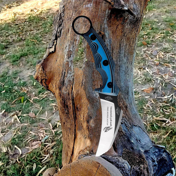 knife 440c Steel Karambit Hunting Knife Tactical knife Blue G10 8.2" Fixed Blade Knife Gifts for men - Best Buy Damascus