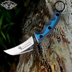 knife 440c Steel Karambit Hunting Knife Tactical knife Blue G10 8.2" Fixed Blade Knife Gifts for men - Best Buy Damascus