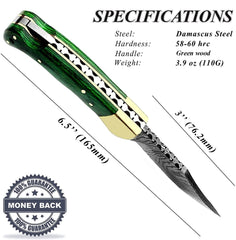 knife 6.5" Green Wood Damascus Steel Folding Pocket Knife Hunting knife Pocket knife for men, Pocket knives set - Best Buy Damascus