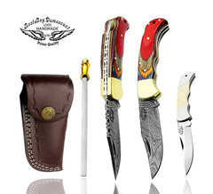 knife 6.5" Multi Wood Damascus Pocket Knife Folding Knife Hunting Pocket knife set - Best Buy Damascus
