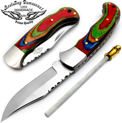 knife 6.5" Multi Wood Folding Pocket Knife 420C Stainless Steel Hunting Knife Pocket knife set - Best Buy Damascus