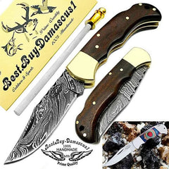 knife 6.5" Rose Wood Folding Pocket Knife Damascus Pocket Knife Hunting Knife Pocket knife set - Best Buy Damascus