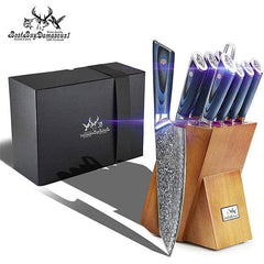 Knife Set Kitchen Knife Set Chefs Knives Japanese's Damascus Steel Knife Block Set - Best Buy Damascus