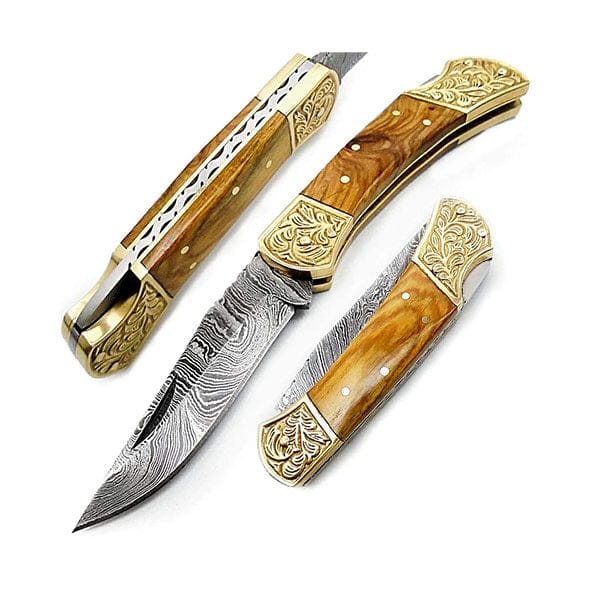 Olive Wood Scrimshaw Work 7.6'' - Best Buy Damascus