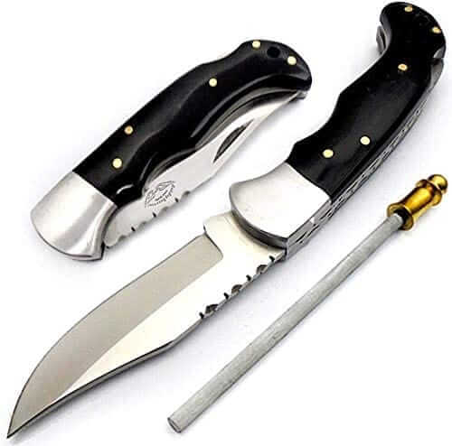 Pocket Knife Buffalo Horn Folding Knife 6.5'' 420c Stainless Steel Hunting Knife Pocket Knife for men Knife Sharpeners Pocket Knives - Best Buy Damascus
