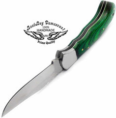 Pocket Knife Green Wood Folding Knife 6.5'' 420c Stainless Steel Hunting Knife Pocket Knife for men - Best Buy Damascus