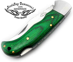 Pocket Knife Green Wood Folding Knife 6.5'' 420c Stainless Steel Hunting Knife Pocket Knife for men - Best Buy Damascus