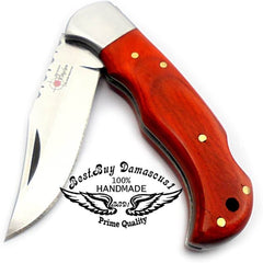 Pocket Knife Orange Wood Folding Knife 6.5'' 420c Stainless Steel Hunting Knife Pocket Knife for men - Best Buy Damascus