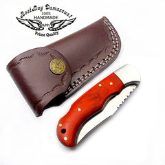 Pocket Knife Orange Wood Folding Knife 6.5'' 420c Stainless Steel Hunting Knife Pocket Knife for men - Best Buy Damascus