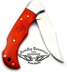 Pocket Knife Orange Wood Folding Knife 6.5'' 420c Stainless Steel Hunting Knife Pocket Knife for men - Best Buy Damascus