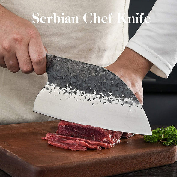 Serbian Chefs Knife High Carbon Steel Meat Cleaver Kitchen Knives Full Tang Vegetable Chopping Knife Butcher Knife - Best Buy Damascus