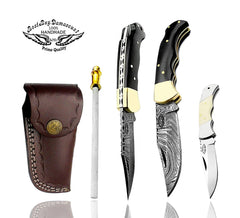 Knife 6 5" Pocket Knife  Buffalo Horn Folding Pocket Knives Damascus pocket knife Hunting Knife Pocket knife for men Knife set