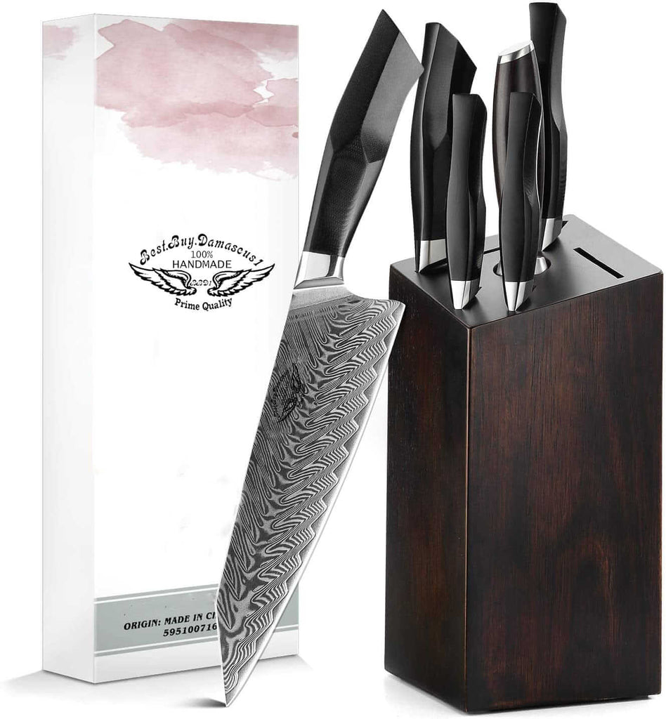 7 Piece Damascus Steel Professional Kitchen Knives Set with