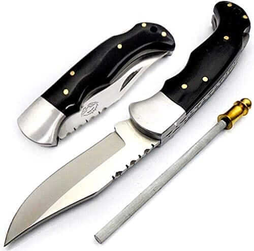 Pocket Knife Buffalo Horn Folding Knife 6.5'' 420c Stainless Steel Hunting Knife Pocket Knife for men Knife Sharpeners Pocket Knives