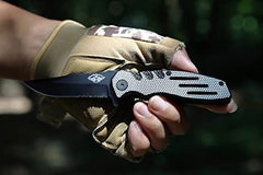 couteau Couteau de poche de chasse noir et blanc 7,3 pouces couteau de poche pour hommes cadeaux pour hommes