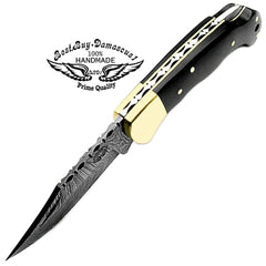 Knife 6 5" Pocket Knife  Buffalo Horn Folding Pocket Knives Damascus pocket knife Hunting Knife Pocket knife for men Knife set