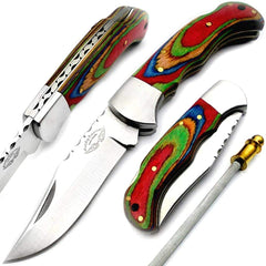knife 6.5 "couteau de poche pliant multi-bois 420C couteau de chasse en acier inoxydable ensemble de couteaux de poche 
