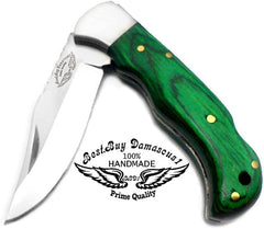 Couteau de poche couteau pliant en bois vert 6.5 ''420c couteau de chasse en acier inoxydable couteau de poche pour hommes 