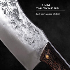 Couteau de couperet forgé à la main, coupe d'os, 7 pouces en acier à haute teneur en carbone, couteau de boucher à viande robuste, couteau de chef complet pour cuisine ou restaurant 
