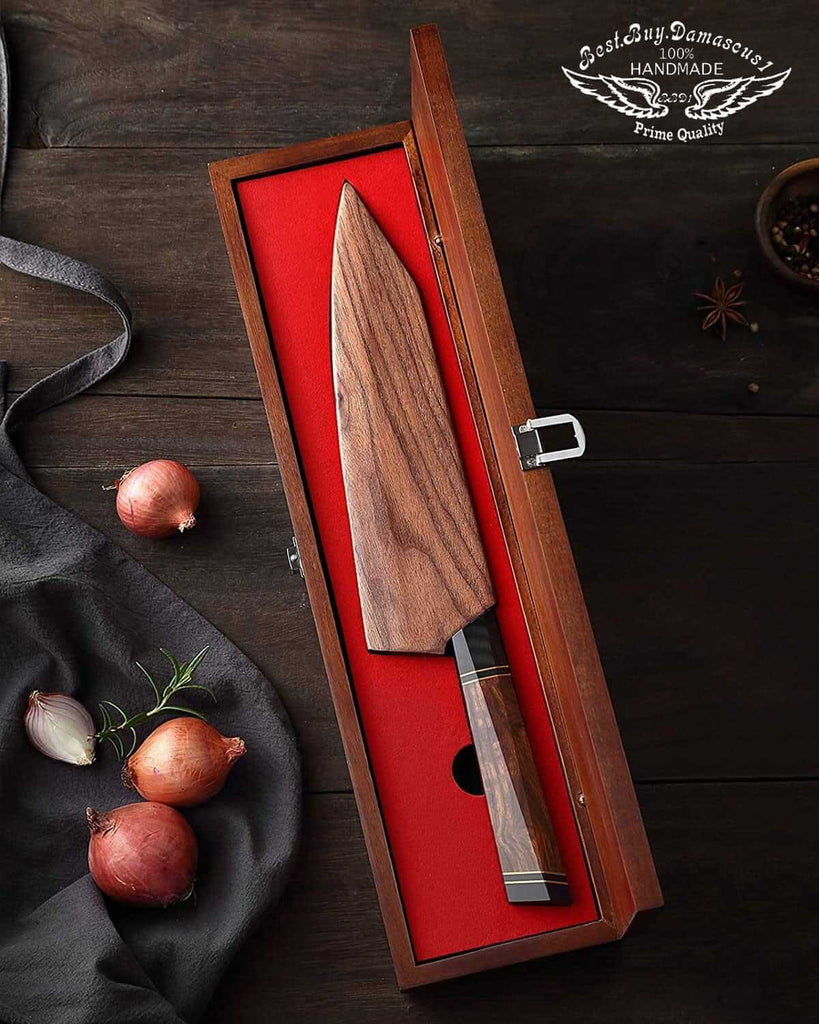 Hand-Forged Kitchen Knife - High-Carbon Steel - Walnut Wood Handle
