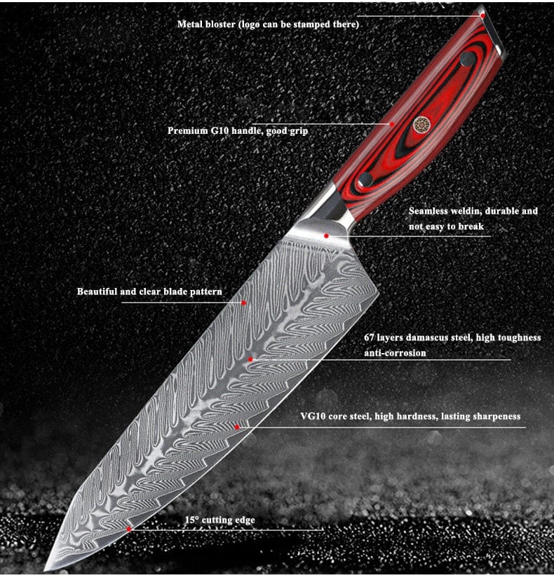 Professional Damascus Steel VG10 Core Steel 6 PCS Japanese Kitchen Knife Set Chef Knife Set