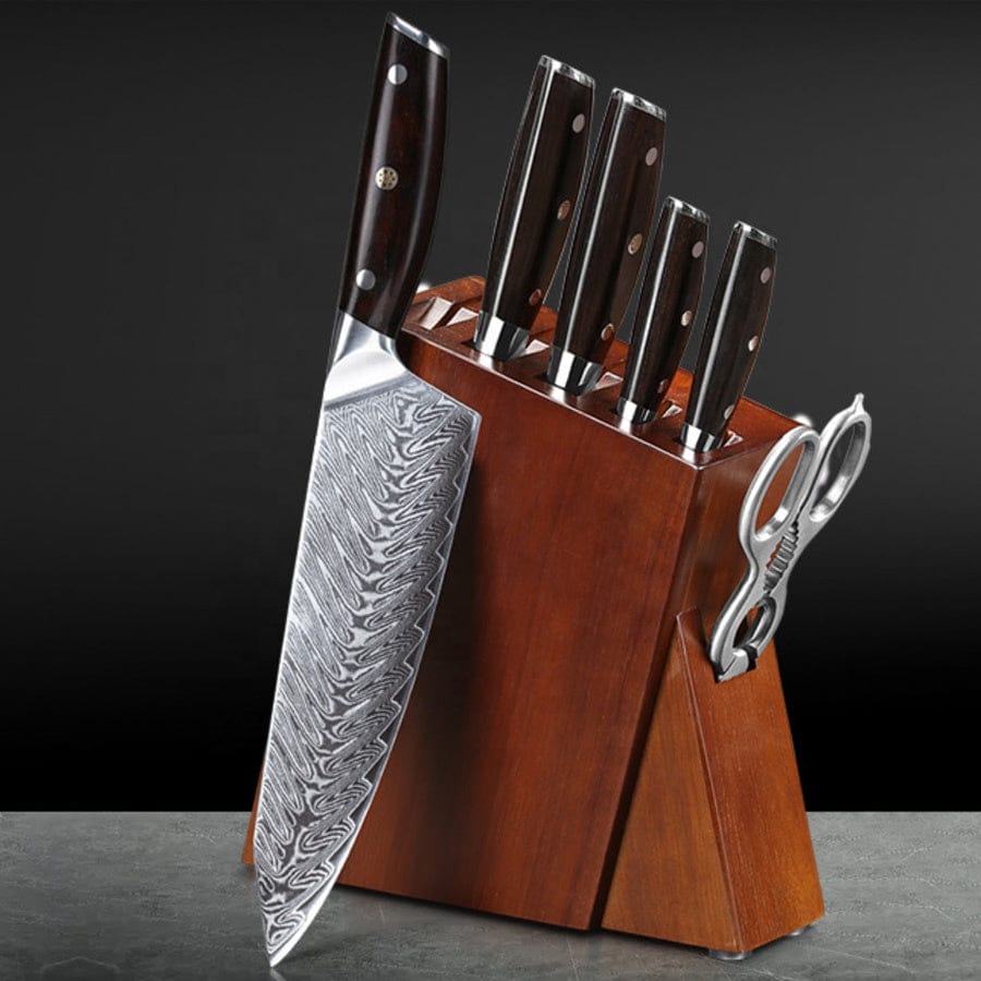 67-layer Damascus Steel Kitchen Knife Set 7-piece Japanese Chef Knife Set  tsunami Collection, Forged From Japanese VG10 Steel 