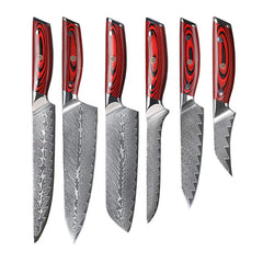 Ensembles de blocs de couteaux ensemble de couteaux de cuisine japonais faits à la main professionnels 6 pièces ensemble de couteaux de Chef en acier damas