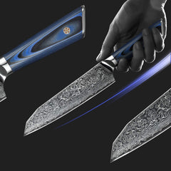 Ensemble de blocs de couteaux 9 pièces ensemble de couteaux japonais Aus-10 damas, couteaux de Chef bleu G10 Handel ensemble de couteaux de cuisine de qualité supérieure