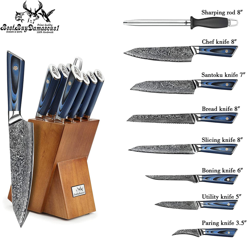 Buy Wholesale China Keemake Chef Knife 8 Inch Professional Damascus With  Blue G10 Handle & Damascus Kitchen Knife Set,best Kitchen Knife Ever at USD  20.5
