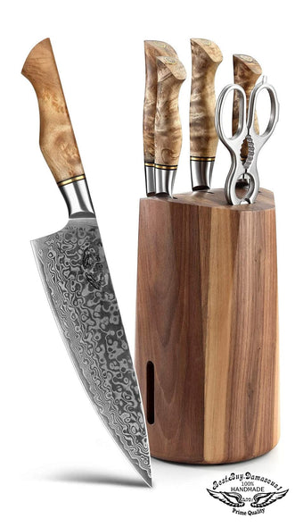 Forgeage professionnel Damas acier à haute teneur en carbone 7 pièces ensemble de couteaux de cuisine