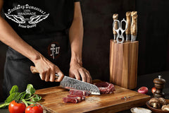 Forgeage professionnel Damas acier à haute teneur en carbone 7 pièces ensemble de couteaux de cuisine