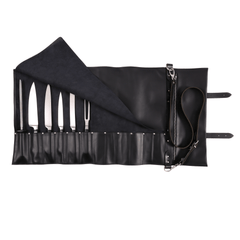 Knife Roll Bag The Classic Knives Bag  " 12-Sloth Leather Knife Bag  - Black