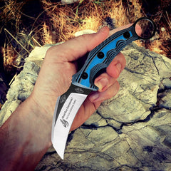 knife 440c Steel Karambit Hunting Knife Tactical knife Blue G10 8.2" Fixed Blade Knife Gifts for men