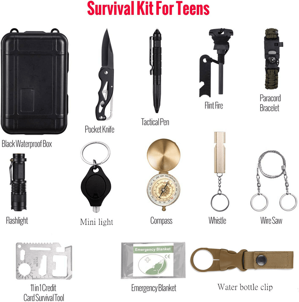 knife Tactical Survival Kit 14 in 1 Outdoor Emergency Survival Gear Kit Camping Tactical Tools Best Gifts for Mens