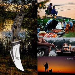 Couteau de chasse à lame fixe de 8.2 pouces, couteau de chasse tactique de survie en acier inoxydable 440c 100% qualité supérieure, cadeaux pour hommes