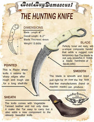 Couteau de chasse à lame fixe fait main Camel Bone 8.2''