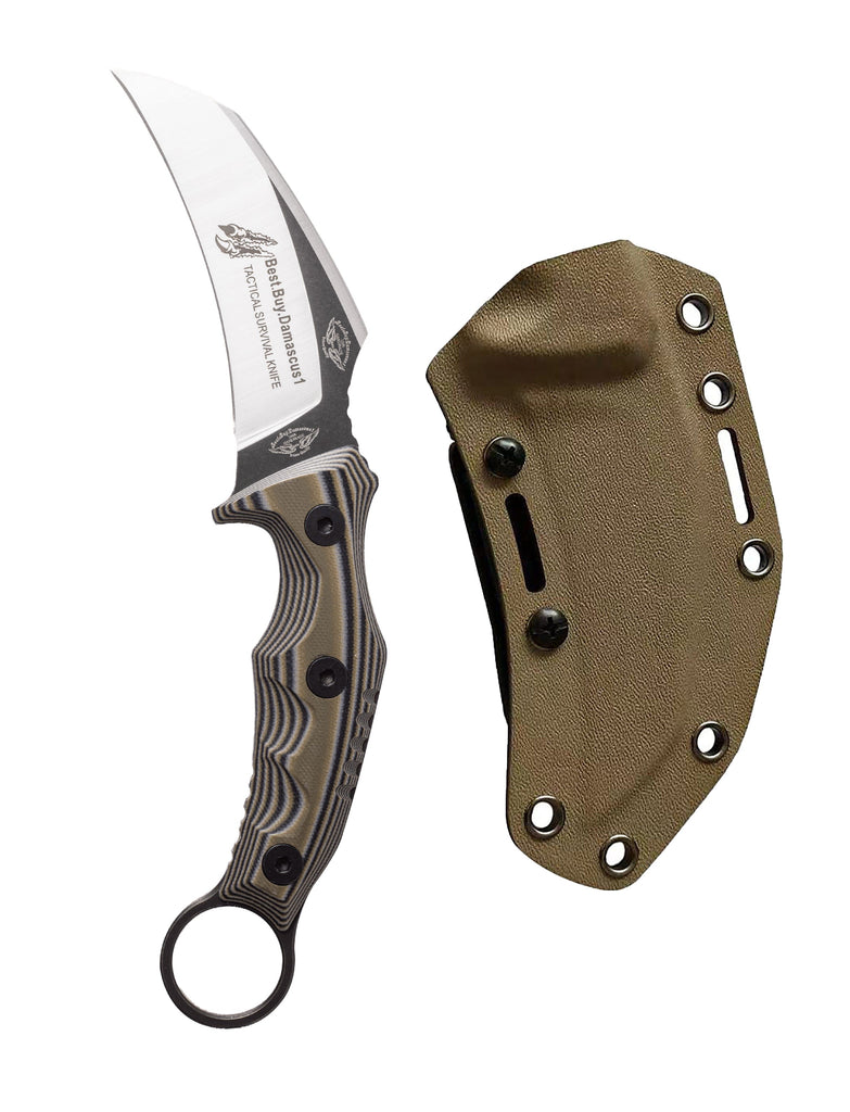 Buy LARGE TACTICAL HUNTING KNIFE DEFENDER 2 DAMASCUS STEEL KROPIWNICKI  KNIVES