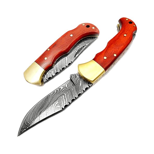 Orange Wood 6.5'' Hunting Pocket Knife