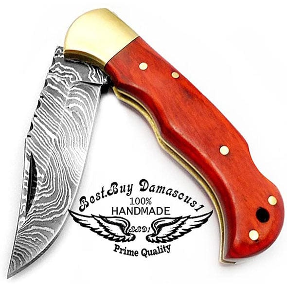 Orange Wood 6.5'' Hunting Pocket Knife