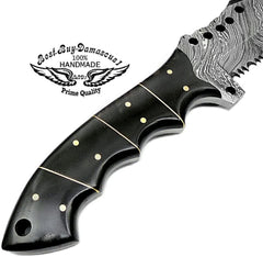 Hunting Knife Buffalo Horn 9.5'' Fixed Blade Tracker Knife Damascus Steel Knife